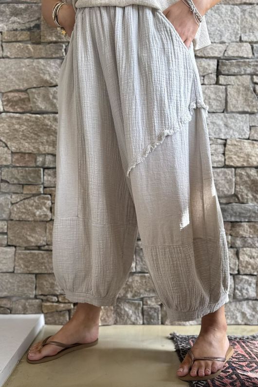 Tasha Cushion Cotton Driftwood Bloom Pant Stone
